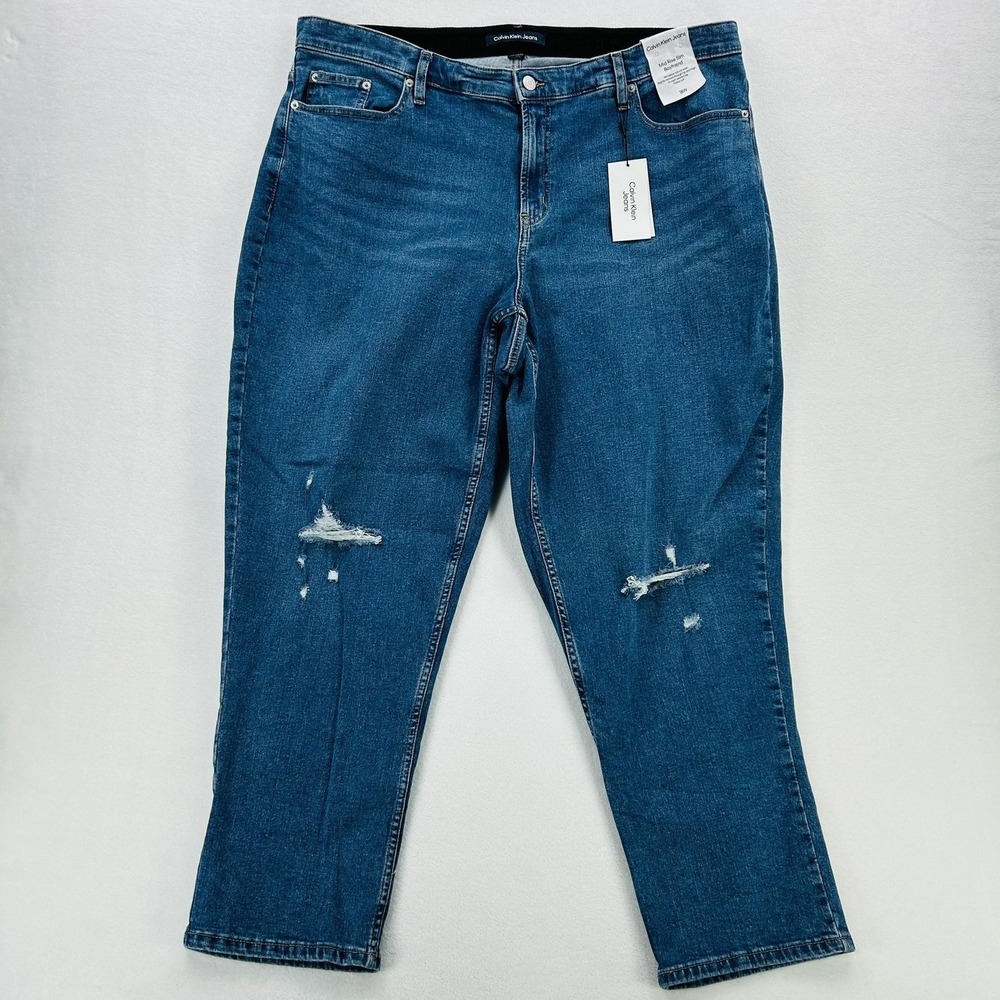 Calvin Klein Jeans Jeans Womens Plus 18W Blue Mid Rise Slim Boyfriend Stretch